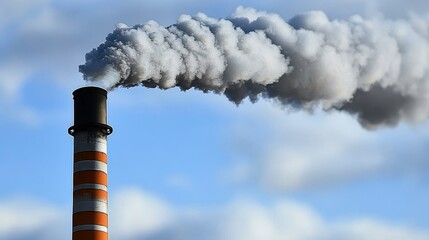 Industrial chimney releases thick smoke into the atmosphere highlighting environmental concerns in urban areas
