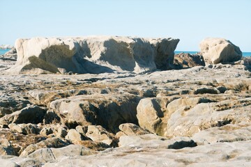 Coastal Rocks on Ward Beach, New Zealand: Stunning Natural Formations