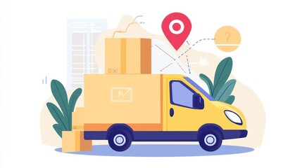 Naklejka premium Advanced Real-Time Route Tracking Software with GPS Updates Showing Traffic Conditions for Efficient Delivery in High Resolution