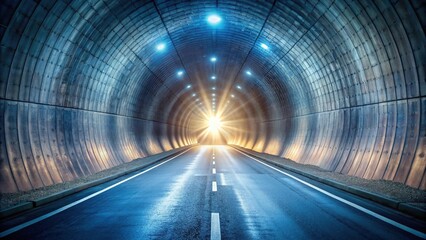 Description: Panoramic tunnel with bright light end