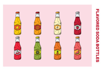  Flavored Soda Bottles illustration