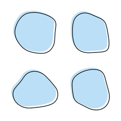 Vector Blue Blob Icon Set With Outline