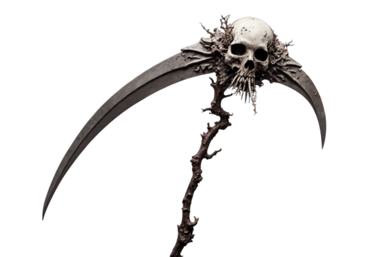 human skull stick isolated on white