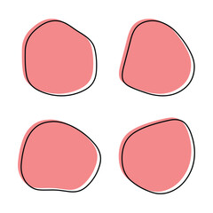 Vector Pink Blob Icon Set With Outline