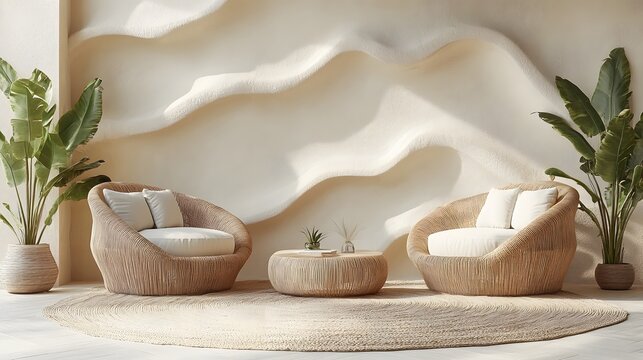 Stylish modern office background with unique design elements and comfortable seating arrangements for productive meetings