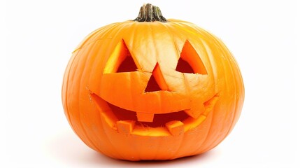 Pumpkin Lantern on White Background for Halloween - a spooky and festive visual. The pumpkin lantern on a white background for Halloween creates an enchanting and thrilling holiday scene.