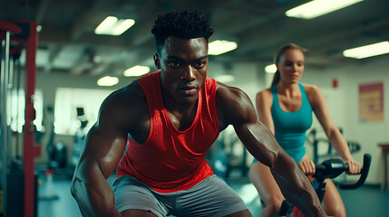 Intense workout session in a modern gym