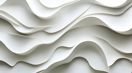 Obraz premium Abstract white waves create serene and flowing pattern, evoking sense of calm and tranquility. smooth, undulating forms suggest movement and fluidity, adding depth and texture