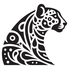  Cheetah Head Silhouette in Abstract Design with Dot and Line 