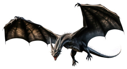 Fototapeta premium PNG Black dragon animal wing white background.