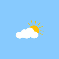 Hot weather forecast logo illustration vector design with sun and white clouds image