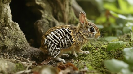 Obraz premium Explore the fascinating world of a unique rabbit with a striking skeleton design in nature's embrace