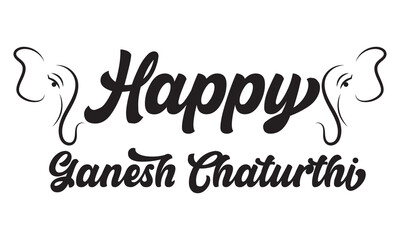 Hand drawn lettering and Lord Ganesh Icon vector. Vector Illustration.
