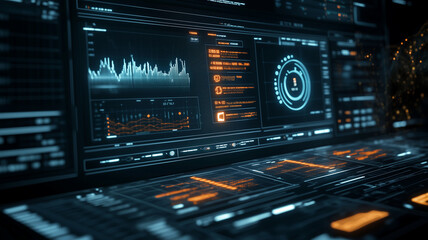 Obraz premium High-tech power grid interface displays data analysis and price graphs