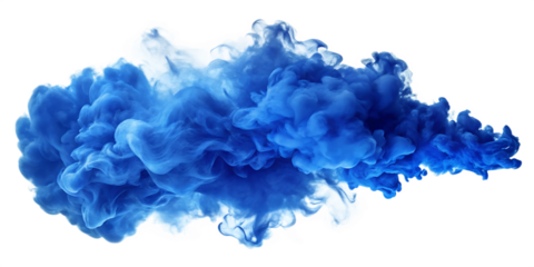 Blue smoke cloud  isolated on white background as transparent. PNG. AI GENERATED