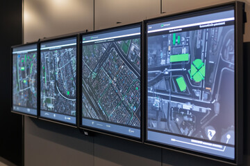 The innovative smart waste management system display shows optimized collection routes