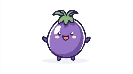 Fototapeta premium Cute Cartoon Eggplant Character Illustration Design