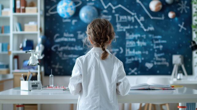 Young Scientist Studying Astronomy in Lab