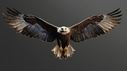 Naklejka premium A flying eagle with impressive wingspan, floating on a transparent background