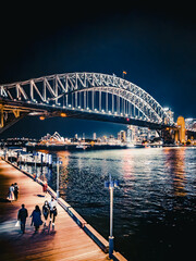 Obraz premium Sydney by night, Harbour Bridge, NSW, Australia