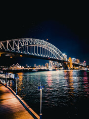 Obraz premium Sydney by night, Harbour Bridge, NSW, Australia