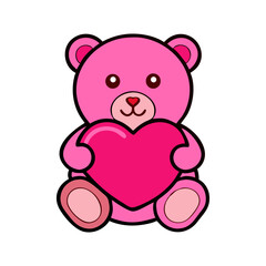 Pink Teddy Bear Holding Heart Symbol of Love