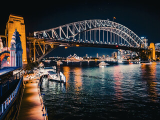 Sydney by night, Harbour Bridge, NSW, Australia