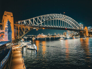 Sydney by night, Harbour Bridge, NSW, Australia
