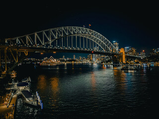 Sydney by night, Harbour Bridge, NSW, Australia