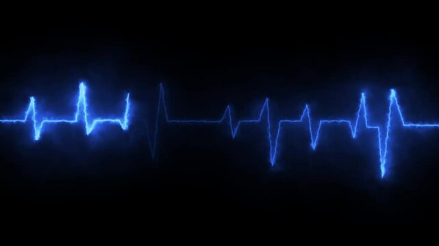 Neon Heart beat pulse animation. Colorful glowing neon heart pulse graphic animation.
