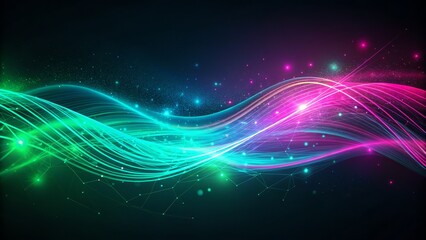 Fototapeta premium Minimalistic Digital Background with Flowing Glowing Elements in Dark Color Scheme for Design Use