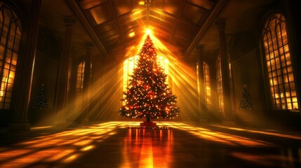 Obraz premium Illuminate your holiday spirit discover the magic of a beautifully decorated christmas tree in a radiant setting