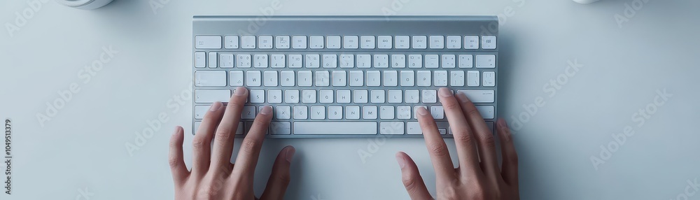Aufkleber hands typing on a keyboard with encryption symbols in flat design, top view, tech conference theme, 