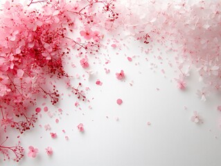 Fototapeta premium Pink Flowers and Petals on White Background.