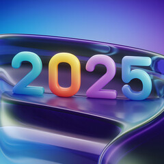
"3D Colorful 2025 Text with Plastic Texture on Vibrant Gradient Background - Modern New Year Design"






