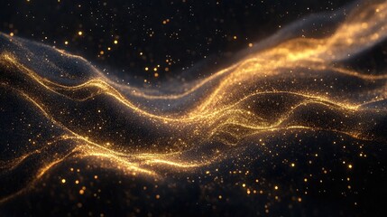 Obraz premium Enchanting Radiant Gold Waves in a Dreamy Scene