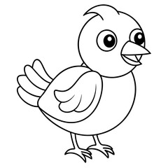 Cute bird illustration coloring page vector art coloring book design 
