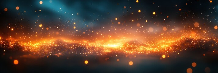 Fototapeta premium Twinkling Soft Lights at Dusk, a serene evening scene with gentle illumination creating a dreamy atmosphere, evoking calm and tranquility