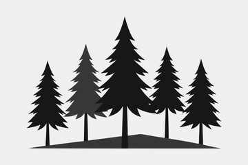 Obraz premium Monochrome Vector Illustrations of Coniferous Trees Elegant Tree Designs in Black and White
