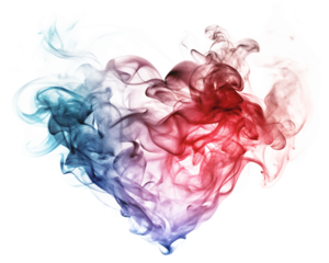 shape of a heart made out of smoke isolated on white background as transparent. PNG