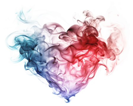 shape of a heart made out of smoke isolated on white background as transparent. PNG - Powered by Adobe