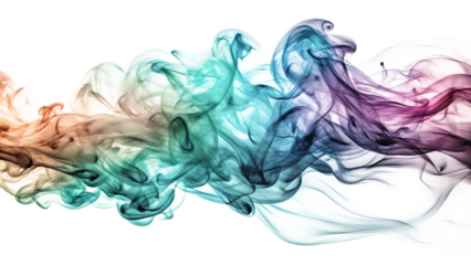 Movement of smoke Abstract blue smoke isolated on white background as transparent. PNG. AI GENERATED