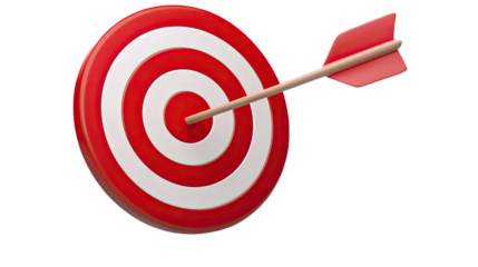 red dart hitting the target at the center, symbolizing success and accuracy in business and competition
