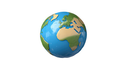 Fototapeta premium A 3D illustration of an Earth globe showing continents and oceans, isolated on a white background