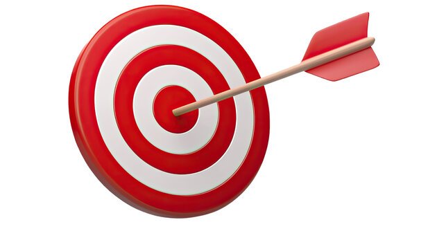 red dart hitting the target at the center, symbolizing success and accuracy in business and competition