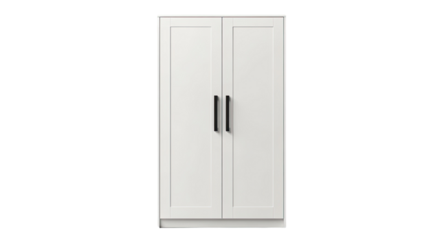A simple door isolated on a white background, symbolizing an entrance to a home or room - Powered by Adobe
