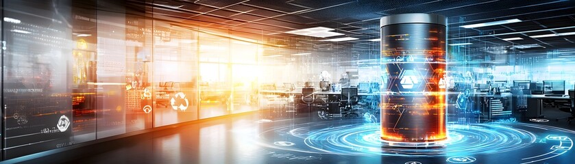 Fototapeta premium Futuristic Data Center with Holographic Interface.