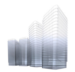Fototapeta premium Architecture background. Perspective 3d Wireframe of building design.