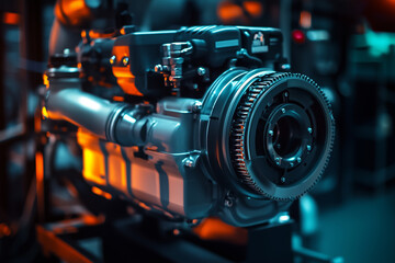 Fototapeta premium Turbo diesel engine isolated on black background