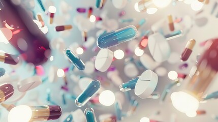 Abstract Pharmaceutical Background Image - a scientific and modern visual. The abstract pharmaceutical background image presents a sophisticated and innovative medical scene.